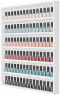 OmySalon Nail Polish Organizer Wall Mount - Holds 120+ Bottles with Acrylic Barrier, Salon Display Rack for Home Spa & Nail Studio - Assembly Required, Wooden Polish Storage (White, 6-Tier) by OmySalon