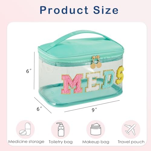 uekeboag Chenille Letter MEDS Clear Medicine Makeup Bag(12Green-Meds) - Image 2