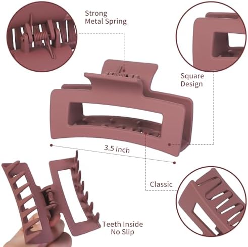 Sisiaipu Hair Accessories - 12 Pcs 3.5 Inch Square Rectangle Jaw Clips for Women and Girls, Multicolor, Thick and Thin Hair - Image 5