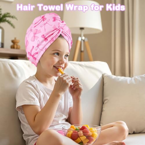 FIOBEE Microfiber Hair Towel Wrap for Kid Girls Rapid Drying Hair Turbans - Image 2