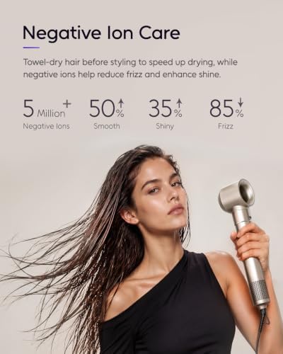 7MAGIC 6-in-1 Hair Dryer Brush, Hot Air Styler with Auto-Wrap Curlers Gold - Image 6
