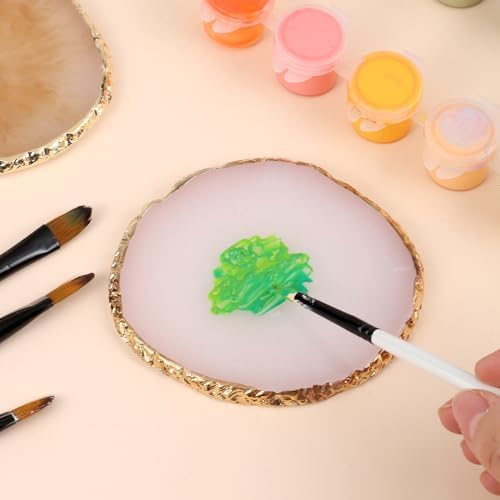 2 Pcs Resin Nail Art Palette Set, Gold Edge, Coffee & White - Image 5