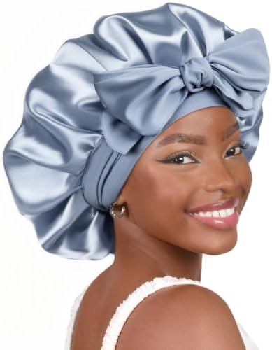 YANIBEST Adjustable Silk Bonnet for Sleeping Women Double Layer Satin Bonnet Reduce Friction Prevent Frizz Curly Hair by yanibest