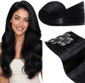 LaaVoo 135g Human Hair Clip in Extensions Jet Black Remy by LaaVoo