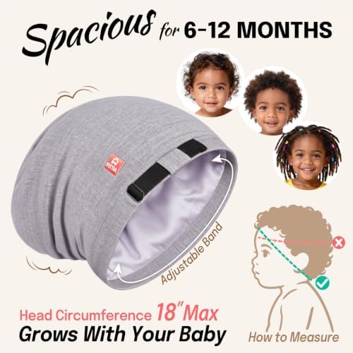 Fittia Baby Bonnet 6-12 Months, Durag Sleep Cap for Girls&Boys, Adjustable - Image 2