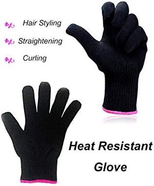 AFT90 Heat Resistant Glove for Hair Styling, Curling Iron, Flat Iron and Curling Wand, Black, Pink Edge, 1 Piece - Image 2