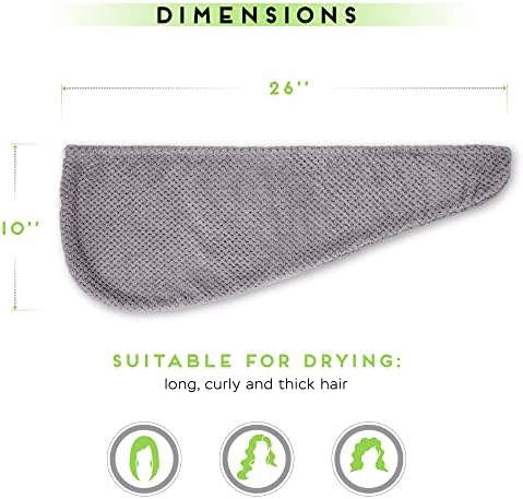 SimpleField 2 Pack Microfiber Hair Towel Wrap for Women, Anti Frizz Quick Drying Hair Turban for All Hair Style, Absorbent and Lightweight (Grey) - Image 5