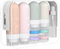 DEPOZA Travel Bottles Kit (16 Pack) - TSA Approved, Leak Proof Silicone Squeezable Containers for Toiletries. Complete Set with Jars, Sprayers & Bag (Pink) by TravelingisaspiritualpracticeDepozawillaccompanyyouonyourspiritualpath