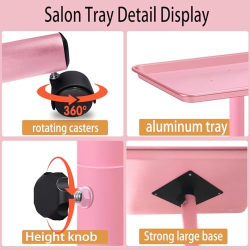 Salon Tray on Wheels,Salon Rolling Tray,Hairstylist Tray,Tattoo Tray-Pink - Image 3