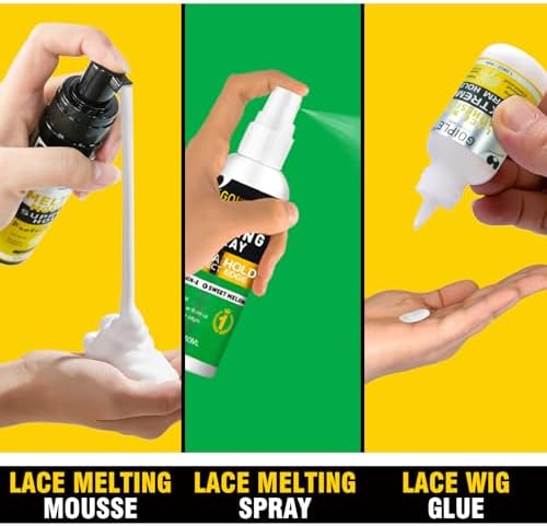 Lace Melting and Holding Mousse Glue-Less Hair Adhesive for Wigs, Wig Glue Lace Melting Spray Lace Melt Mousse for Closure Wigs Extensions, Wig Melting Mousse Supreme Hold for Wig Hair Wig Remover Kit - Image 5
