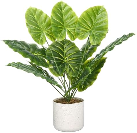 Set of 2 Indoor Artificial Fiddle Leaf Fig Trees – Realistic Green Faux Plants in Pots, Tall Decorative Fake Plant for Home or Office, Low Maintenance, 17.7 Inch Display-Ready by Garvee