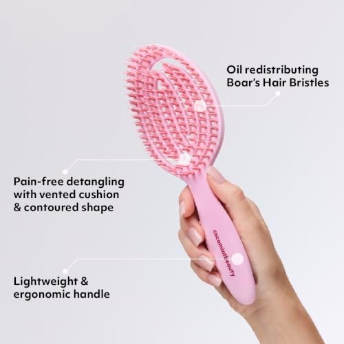 The Boar's Hair Bristle Wellness Brush | Conditions, Detangles, Boosts Scalp Circulation, Lightweight Flexible Design, Vented Cushion, Pain-Free, Helps Dry Damaged Hair (Sakura Pink) - Image 3