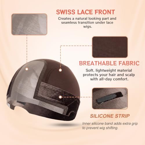 Riemann Lace Built in silicone Wig Grip Cap for Women1 PCS (Brown) - Image 2