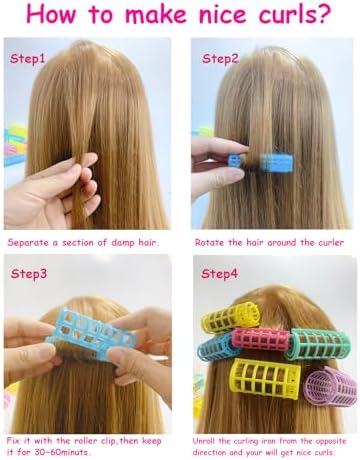 24PCS Plastic Hair Rollers Set 2.0cm/0.8in Heatless Rollers Hair Curlers Snap on Rollers Self Grip Rollers Hairdressing Curlers Tools for DIY Hairdressing Hair Salon (Green) - Image 6