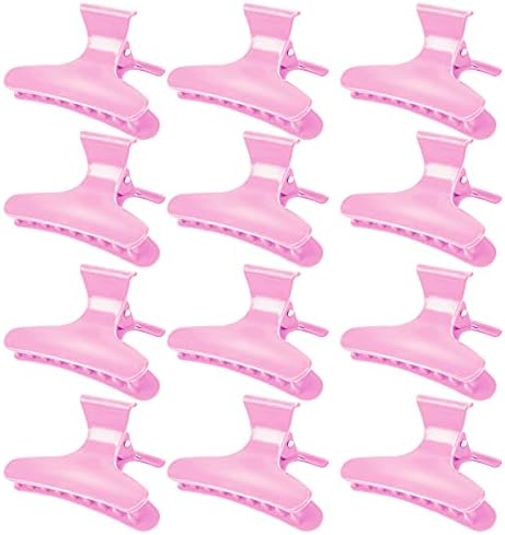 Ondder 12 Pack PInk Butterfly Hair Clamps Clips Hair Claw Clips Pro Salon Clip for Styling, Sectioning, Cutting, Coloring Hair Clips Hairdressing Salon Tool Hair Accessories for Women Girls by Ondder