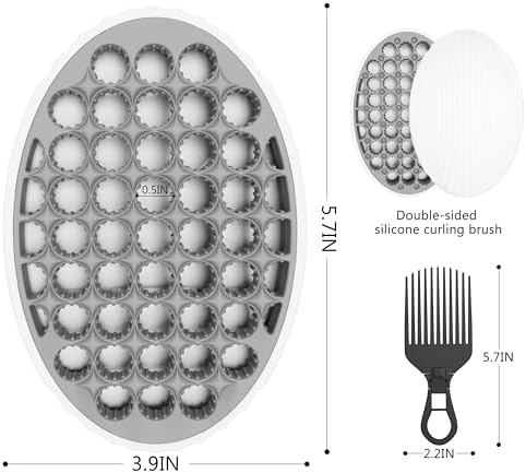 Curling Hair Brush Set with a Comb, Silicone Curl Brush for Men Women, Twist Brush for Afro Curls, Washable and Durable, Two-Sided Use (Gray, 1 Pcs) - Image 3