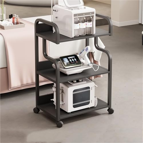 Esthetician Trolley Cart with Wheels and Armrests, Salon, Spa Beauty Machine Storage Cart, 3 Tier Beauty Rolling Cart, Mobile Rolling Cart for Beauty Salon(Black) by Unknown