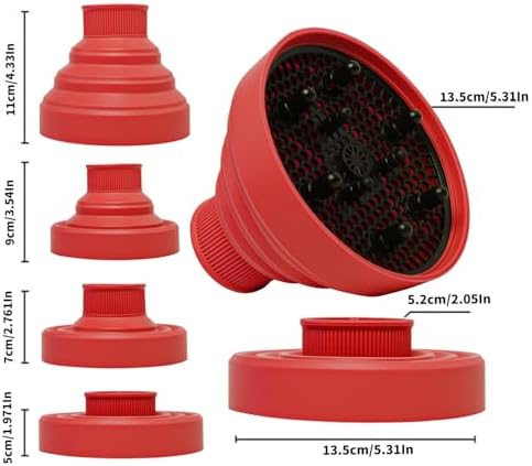 Universal Collapsible Hair Dryer Diffuser Attachment-Foldable Portable Travel and Easy Storage Hair Diffuser Fit Most Hair Dryers with Nozzle Diameter D-1.575Inch to 1.968 Inch (4-5cm)- Red - Image 3