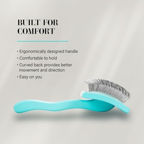 Chris Christensen Big G Dog Slicker Brush for Dogs (Goldendoodles, Labradoodles, Poodles), Groom Like a Professional, Fluff Detangle Style, Saves Time Energy, Teal, Large - Image 4