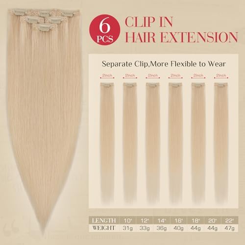 Rich Choices Real Human Hair Clip In Extensions-6 Pcs Single Clip Design-100% Remy Hairs Invisible Clip in Extensions for Thin Short Hair-Seamless Hairpieces for Women-12 Inches #60 Platinum Blonde - Image 2