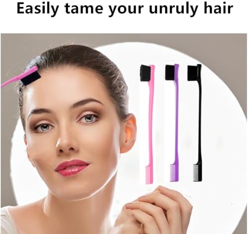 6Pack Double Sided Edge Control Hair Brush，Pink Purple Black - Image 4