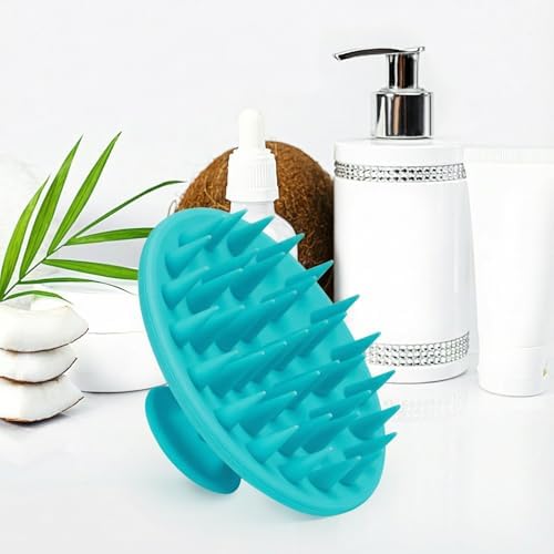 Meartchy Silicone Scalp Massager Shampoo Brush, Scalp Brush for Hair Growth & Dandruff Removal, Hair Scrubber Scalp Stimulator Exfoliator Brush with Soft Bristles for Wet Dry Scalp Care (Lake Blue) - Image 5