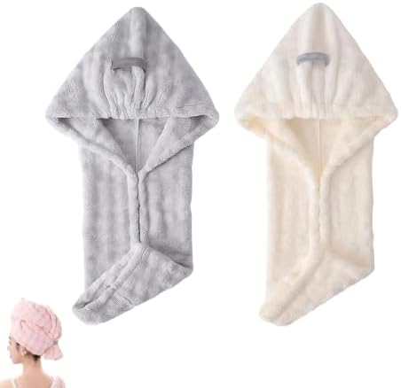 Ultra Absorbent Fast-Drying Hair Turban, Thickened Coral Fleece (Gray+Beige) by Unknown