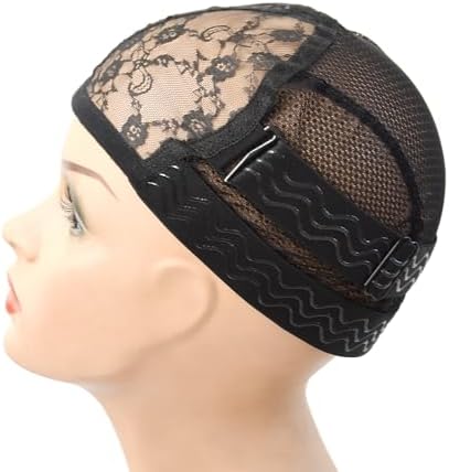1 Pc Black Lace Mesh Weaving Wig Cap Silicone Grip Elastic Band Wig Cap with Removable Adjustable Silicone Nonslip Wig Band for Making Wig Keeping Wig in Place by YANTAISIYU