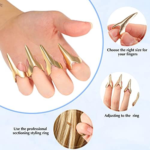 Chengu 26 Pcs Hair Braiding Tools for Mardi Gras Magnetic Wrist Pin Holder Wristband Stainless Steel Pintail Rat Tail Comb Hair Parting Ring with Alligator Plastic Clip Kit for Carnival Party Style - Image 4