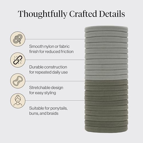 Kitsch Elastic Hair Ties No Damage | Stretchy Hair Bands- Eucalyptus, 20pcs - Image 4