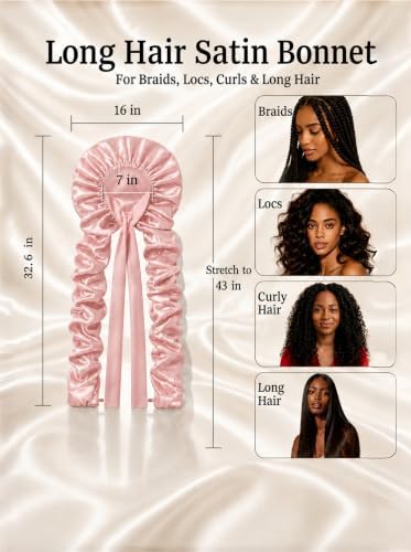 Double Layer Slik Like Satin Bonnet, 33-43" XXL Bonnet for Braids Long Hair - Image 4