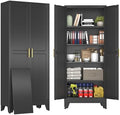 71" Black Metal Storage Cabinet with 2 Doors and 4 Adjustable Shelves,Steel Garage Tool Cabinet, File Cabinet,Kitchen Pantry Cabinet for Home,Office,Garage,School,Warehouse by BAOLIWO
