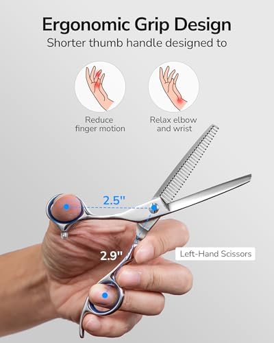 ULG Left-Handed Hair Thinning Scissors, Thinning Shear for Hair Cutting 6.5 inch Professional Barber Scissors Salon Texturizing Shears Made of Japanese Stainless Steel - Image 3