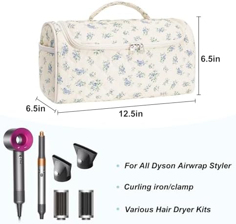 Quilted Hair Tools Travel Bag, Cute Portable Organizer Case with Hanging Hook, Compatible with Dyson Airwrap Styler,Hair Curler Accessories - Image 2