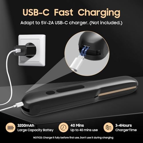 Cordless Hair Straightener, Portable Flat Iron for Travel, 2 in 1 Hair Styling Tools for straightening and Curling, Lightweight on-The-go - Image 5