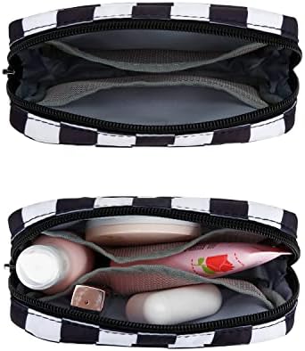 E-Tree Cute Small Makeup Bag, Cosmetic Toiletry Skin Care Make up Little Items Pouch for Purse,Zipper Mini Tech Charger Cable Electronic Organizer Case,Travel Accessories for Women Men Teen,Checkered - Image 5