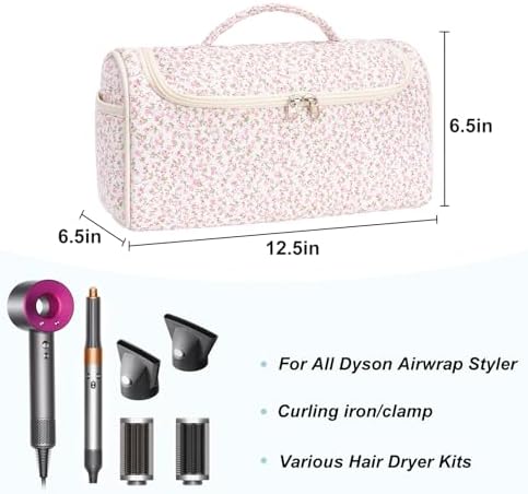 Quilted Hair Tools Travel Bag, Cute Portable Organizer Case with Hanging Hook, Compatible with Dyson Airwrap Styler,Hair Curler Accessories - Image 2