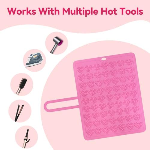 Large Silicone Heat Resistant Mat for Hair Tools with Heart Design, 15"x12" - Image 4