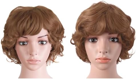 MapofBeauty 11.8 Inch Women Short Curly Side Bangs Fashion Wig, Light Brown - Image 5