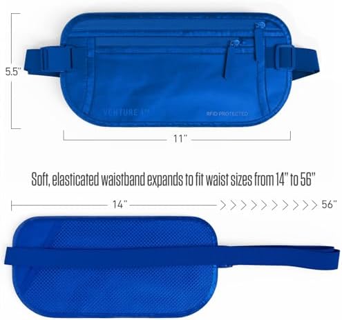 VENTURE 4TH Travel Money Belt, RFID Blocking Passport Holder - Sleek Blue - Image 6