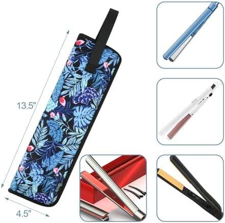 Beautyflier Premium Universal Flat Iron Holder Tavel Bag, Heat-Resistant Canvas Travel Tote Bag for Hair Straighteners, Ideal for Home & Travel Use, Fits Most Hair Tools (Blue Flower) - Image 3