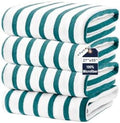 JML Microfiber Beach Towels, 4 Pack, 27" x 55", Cabana Stripe Dark Green by JML