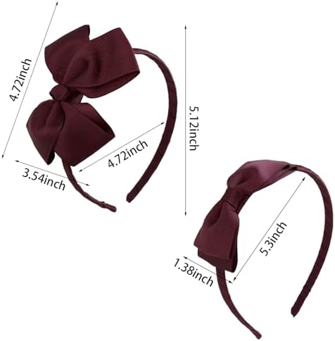 phnydreg Girl Dark Red Hair Bow Accessories 14 Pieces Uniform Hair Bows Hair Clips Headband for School Toddler Girls - Image 2