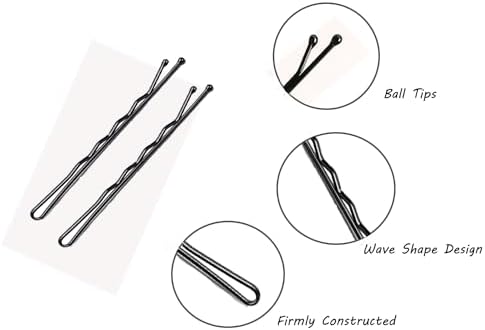 2 Inch Black Hair Bobby Pins Metal Clips Twisted Spiral Curved with Ball Tips Non-slip Decorative Long Short for Women Girls Nickel Free Hairdressing Wedding Accessories with Case 100 PCS - Image 3