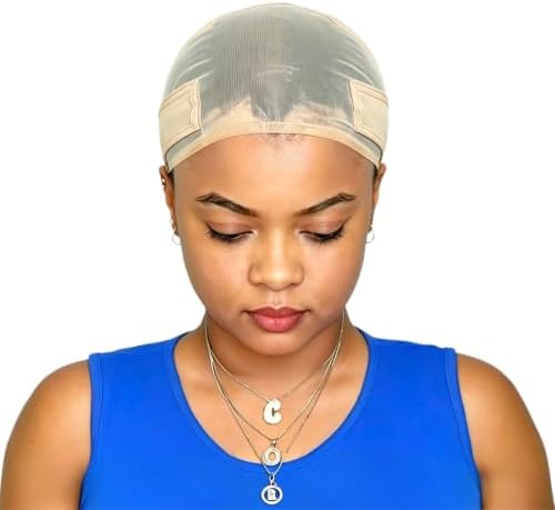 Lace Wig Grip Cap for Glueless Wig 11x5 Large Transparent Lace Reusable Wig Cap, Grip Cap for Lace Frontal Wigs to Keep Wigs in Place, Adjustable Wig Cap with Non Slip Grip Band for Women (Beige) by PrudenpHair