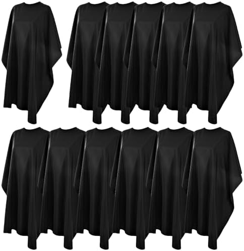 12 pcs Hair Salon Capes Waterproof Haircut Unisex Black Cape Barber Hair Cutting Cape with Snap Closure Hair,Coloring and Styling by Unknown