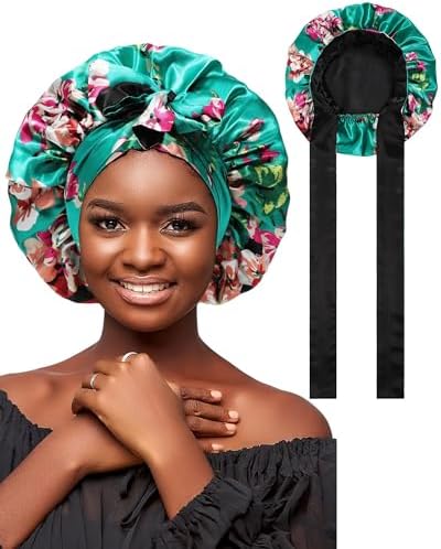 AWAYTR Double Layer Satin Bonnet for Women, Reversible Sleep Hair Wrap by AWAYTR