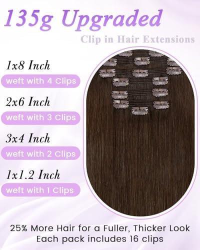 LaaVoo Clip In Hair Extensions, Thick Double Weft, 18 Inch - Image 2