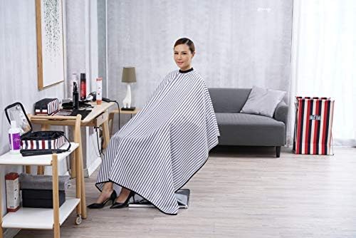 Professional Salon Cape Polyester Barber cape Hair Cut Cape,57”x66.8”,Black and White Stripes,C250023B-L - Image 4