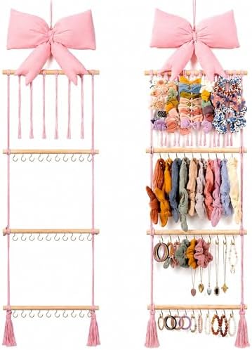 Sliner Pink Bow Headband and Bow Clip Holder Organizer for Girls,Trendy by Sliner